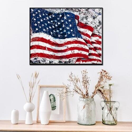 5D Diy Diamond Painting American flag Diamond Embroidery Full Square Round Cross Stitch Rhinestone Mosaic Wall Sticker art TY412
