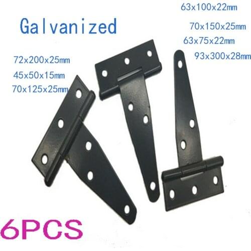 6PCS Tee Hinge Decorative Heavy Duty Galvanized Strap T Hinges Door Gate Shed
