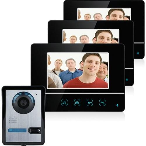 7 Inch TFT Touch Screen Color LCD Video Door Phone Wired Video Intercom 3 Monitor Doorbell Intercom system