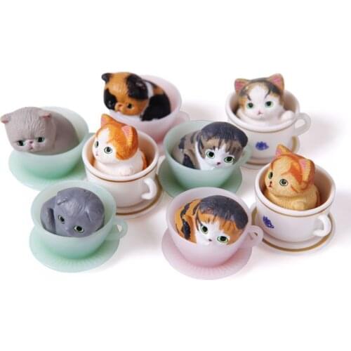 8pcs/lot 3CM mini cute kawaii original cup animal pet action figure set best kids toys for boys girls