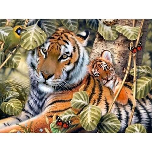 L1164 tiger two Full Square/round Drill 5D DIY Diamond Painting -Movie Portrait- Embroidery Cartoon Avenger Cross Stitch 14CT