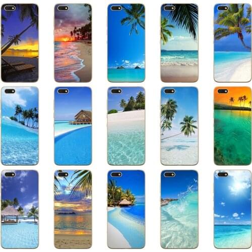 235DD summer Beach Scene at Sunset on sea Palm Tree Cover Case for Huawei honor 9 10 Lite 7A 5.45 7a pro 7c 5.7 inch 7x 8x case