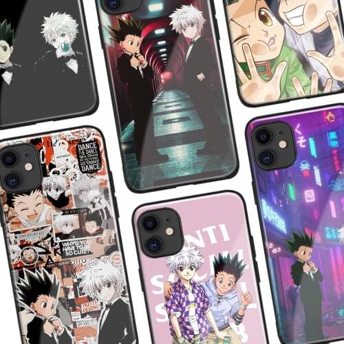 Gon Killua Hunter x hunter HxH Anime Tempered Glass Phone Case For iPhone 6s 7 8 Plus X Xr Xs 11 12 mini Pro Max Cover Shell
