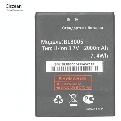 Ciszean 1x BL 8005 / BL8005 Replacement Battery For Fly IQ4512 EVO Chic 4 2000mAh Batteria Batterij Batteries + Tracking Code
