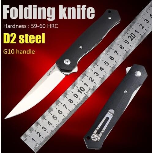 D2 steel folding blade ball bearing pocket knives outdoor camping self defense tools G10 handle