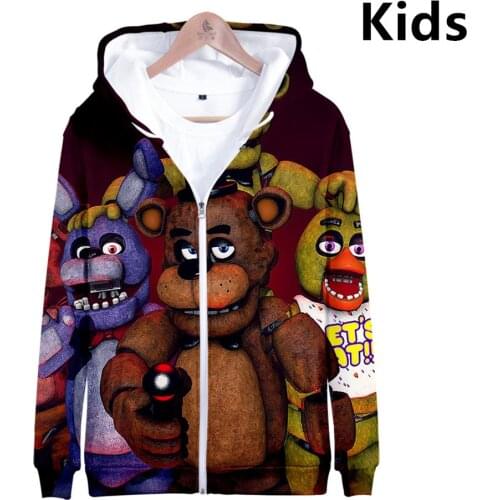 3 To 14 Years Kids Hoodies Five Nights at FNAF 3d Print Hoodies Sweatshirt Boys Girl Cartoon Bear Jacket Coat Children Clothes