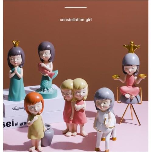 European Cute Girl Statues Resin Accessories Art Home Livingroom Desktop Sculpture Crafts Gift Coffee Table Figurines Decoration