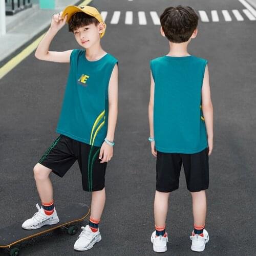 Boys Set 2021 New Vest Jersey Sports Basketball Uniform Summer Quick-drying Sleeveless Shorts Suit