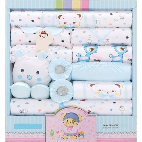 18Pcs/set Newborn Baby Set for Girls Boys Clothes Suit Infant Outfits Coat Pants Bibs Hat Gloves Foot Cover Babies Birthday Gift