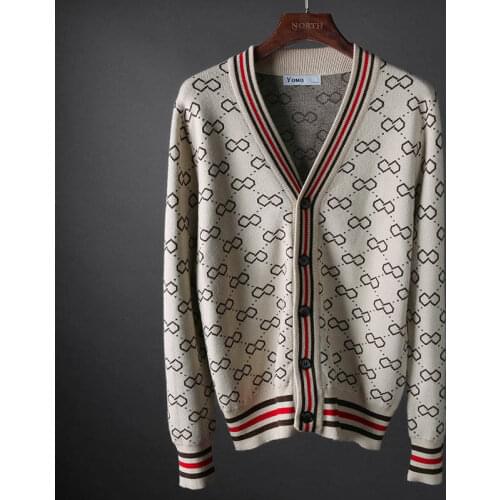 Koreaanse Stijl Single Breasted Vesten Man Vrouwen Truien 2021 Winter V-hals Lange Mouw Modieuze Gedrukt Knitwear