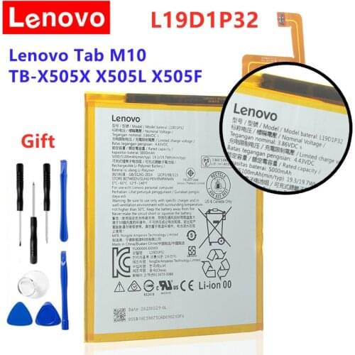 Lenovo L19D1P32 5000mAh Battery For Lenovo Tab M10 TB-X505X X505L X505F Tablet Original Battery + Free Tools