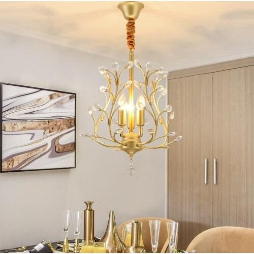 Merican Small Crystal Chandelier Lighting For Bedroom Study Room Ceiling Chandeliers Gold Black Lustre Cristal Light Fixtures