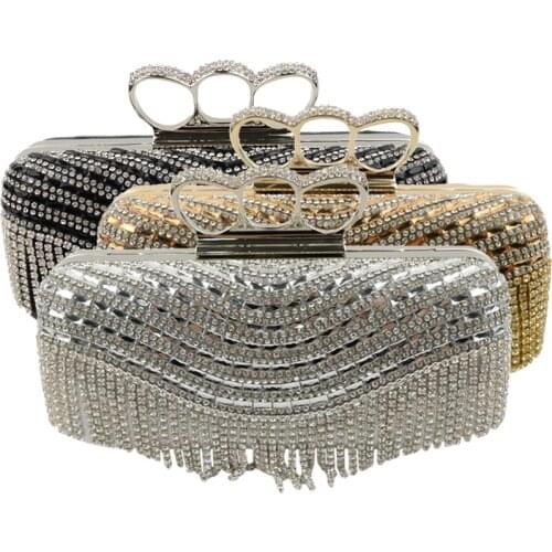Tassel Rhinestone Fashion Evening Bags Diamonds Wedding Handbags Women Clutch Shoulder Bags