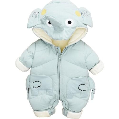 -30 degrees fashion newborn winter jackets baby costume rompers clothes girls boys clothing Cartoon elephant coats outerwear