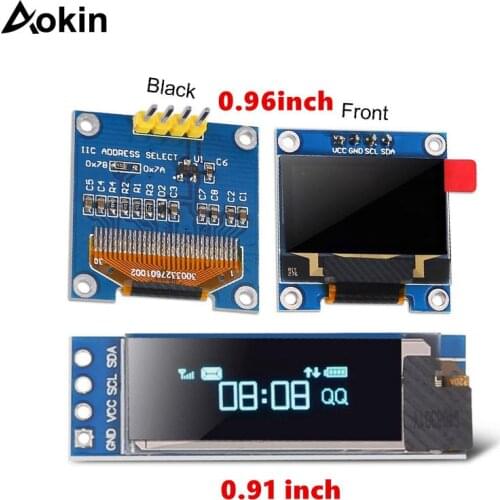 0.91 inch OLED module White Blue color 128X64 OLED LCD LED Display Module For Raspberry pi 0.96 I2C IIC Serial with Case