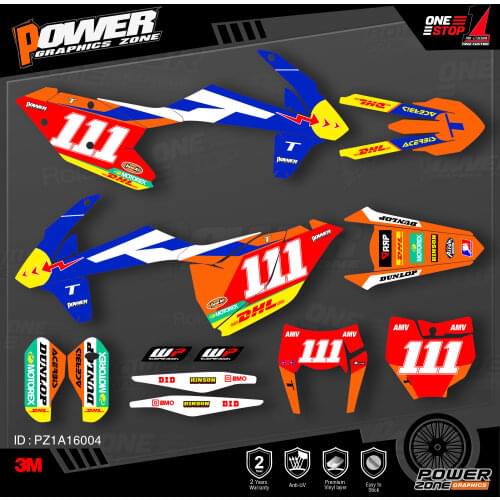 PowerZone Custom Team Graphics Backgrounds Decals 3M Stickers Kit For KTM SX SXF MX 16-18 EXC XCW Enduro 17-19 125 to 500cc 04