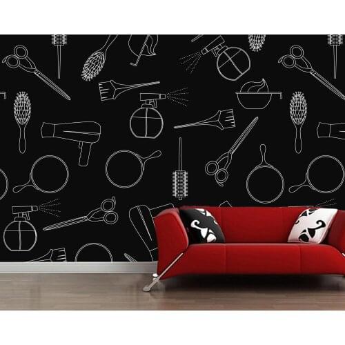 Papel de parede Salon icons on black background modern 3d wallpaper mural,living room tv wall bedroom wall papers home decor
