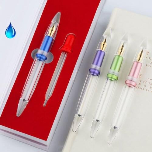 Upgraded Moonman M2 Dropper Metal Fountain Pen Transparent Large-Capacity Green Iridium EF/F 0.38/0.5mm Fashion Writing Gift Set