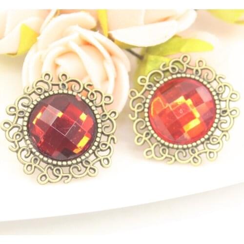 20Pc Special Offer Washable Lace 25mm Hot Rhinestone Buttons Antique Alloy Acrylic Diy Wedding Accessories Flat Button Bow Hair