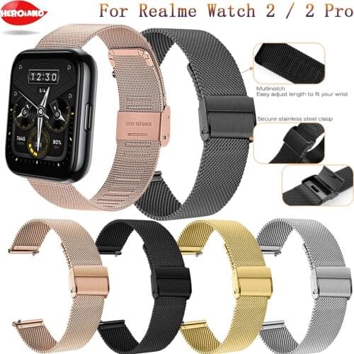 Milanese strap For Realme Watch 2 / 2 pro Smart Watch 22mm bracelet Stainless Steel For Realme Watch S / pro Wristband Bracelet