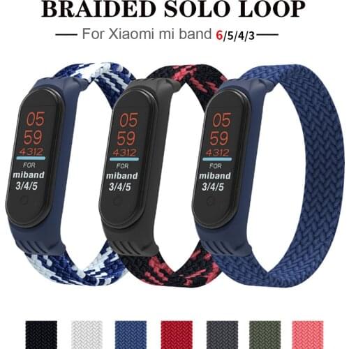 Bracelet for Mi band 6 5 Strap Nylon Braided Solo Loop pulseira bracelet Miband4 Miband5 Wristband for xiaomi Mi band 4 3 strap