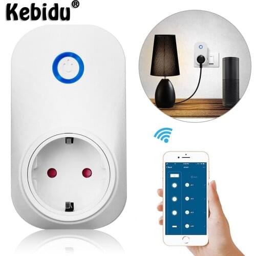 Kebidu WIFI Smart Plug Smart Switch Socket EU Plug Audio Control Smart Timing Socket Wireless Outlet Voice Intelligent Control