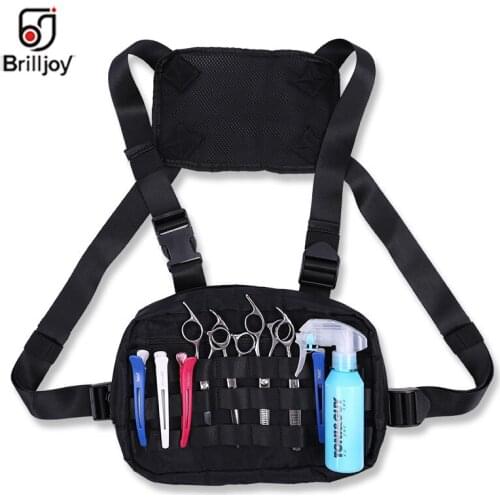 Brilljoy Personalized Front Chest Scissors Bag Hairdressing Large Storage Space Hair Comb Shear Holder Case Double Shoulder Belt