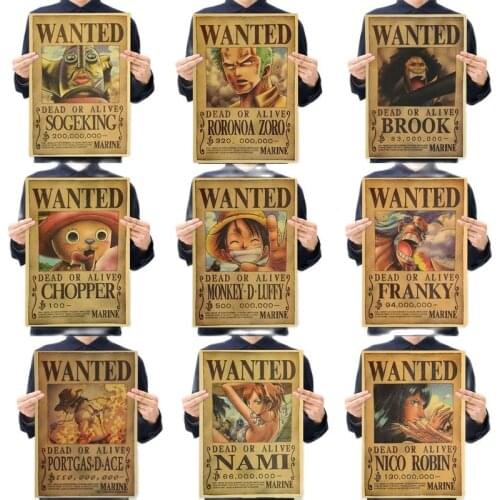One Piece Reward Order Vintage Kraft Paper Poster Bar Cafe Dormitory Decorative Painting Childrens Room Wall Decoration Comics