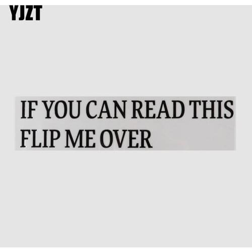 YJZT 23.6CM×5.4CM IF YOU CAN READ THIS FLIP ME OVER Decal Funny And Humorous Words Letters Car Stickers Visible 13D-0792