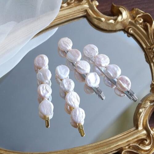 Simple baroque pearl hair clip, girls word clip, fashion temperament hair accessory, personalized side clip