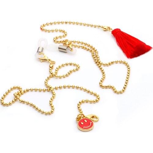 Elegant Handmade Smile Face Glasses Chain Women Sunglasses Lanyard Strap Reading Eyeglass Chain Hanging Spectacles Accessories