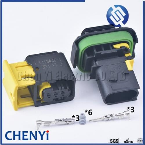 1 sets 3 pin 1.5mm female waterproof injector connector automotive electrical car ECU connector 1-1418448-1