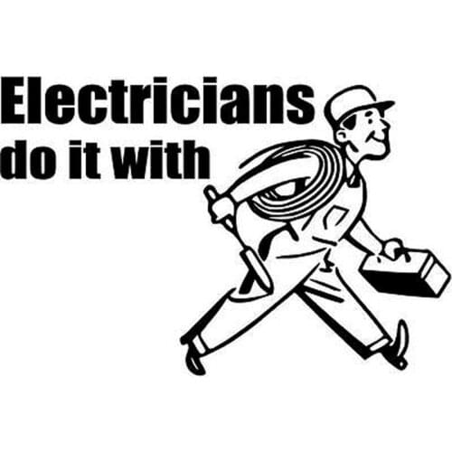 10.2cm*6.8cm ELECTRICIANS DO IT WITH Occupation Fun Vinyl Car Sticker Decals Decor Black/Silver S6-3899