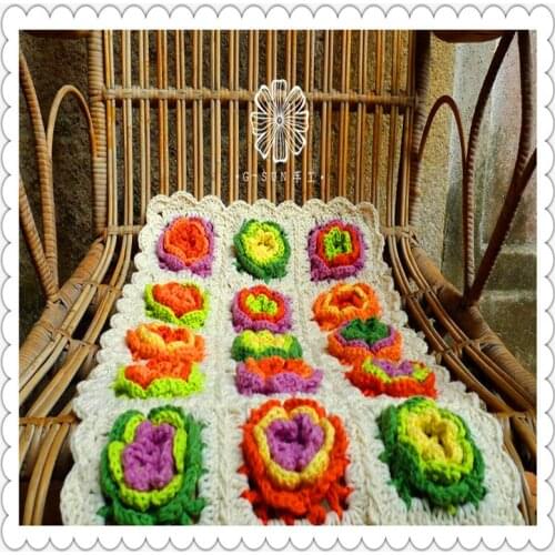 2015 new arrival ZAKKA luxury cotton crochet cushion for chair sofa decor seat with 3D flower tea table mat table mat
