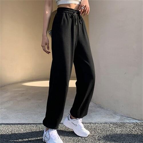 2021 Sports Chic Loose Pants Plus Size XS-2XL Casual New Unicolor High Waist Femme All Match Fashion Hot Trousers