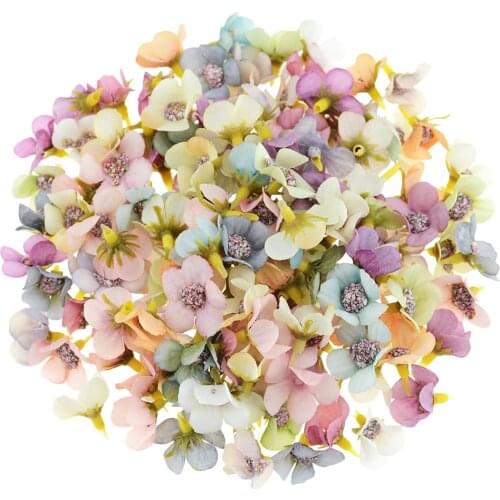 50pcs 2cm Mini Daisy Artificial Flower Head For Wedding Home Decoration DIY Garland Handicraft Simulation Cheap Fake Flower