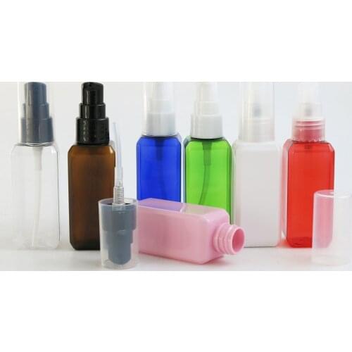 50 x 60ml Portable Plastic Perfume Bottle 60cc Square Shoulder Bottle Black White Clear Pump 2oz Cute Cosmetic Container