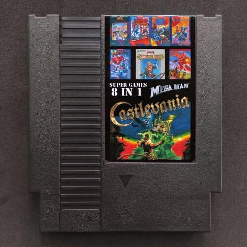 8 In 1 Mega man 1 2 3 4 5 6 Castlevania 1 2 New Arrival 72 Pin Game Card Region Free for 8 bit Game console