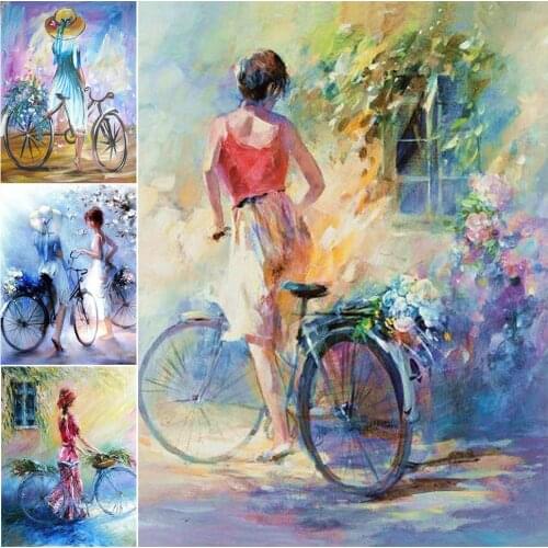 5D DIY Diamond Painting Full Square Round Drill Embroidery Landscape Mosaic Bicycle Picture Art of Rhinestones Handmade Gift