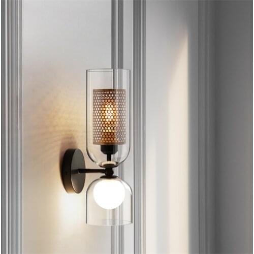 Postmodern European Style LED Wall Lamps For Bedroom Bedside Hotel Restaurant Classical Creative Wrought Glass Bracket Luminaire