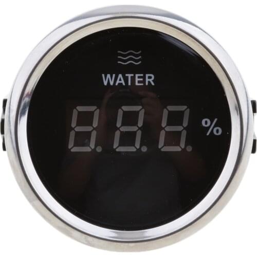 2 inch 52mm 0-190ohm 100% 12V/24V Marine Boat Digital Water Level Gauge - Black Chrome