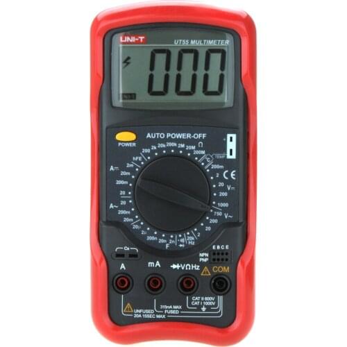 UNI-T UT55 DMM Digital Multimeter UT-55 AC DC Voltmeter Resistance Diode/Transistor Test Input Impedance Continuity Buzzer