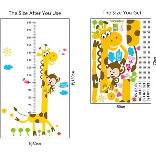 Kids Height Chart Wall Sticker home Decor Cartoon Giraffe Height Ruler Home Decoration room Decals Wall Art Sticker wallpaper