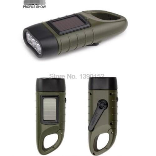 By dhl 200pcs high quality Mini Emergency Hand Crank Dynamo Solar Flashlight Rechargeable LED Light Lamp Charging Powerful Torch