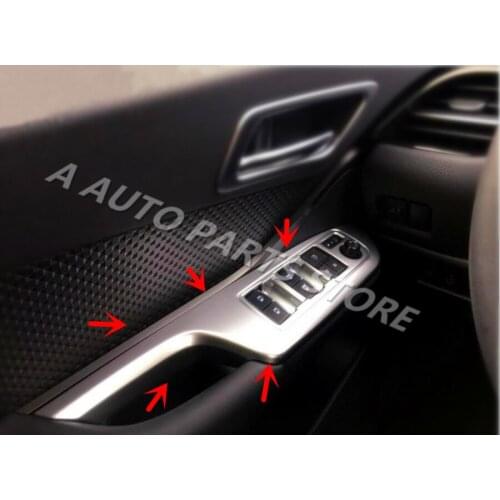 For Toyota C-HR CHR 2016 2017 2018 ABS Chrome Inner Door Armrest Window Lift Button Frame Cover Trim Silver Carbon Fiber Style