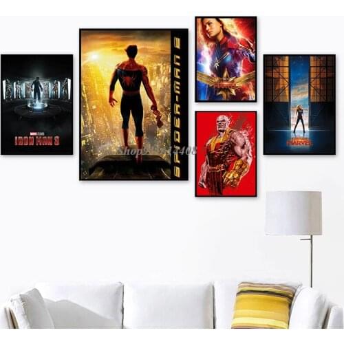Home Decor Pictures for Children Bedroom Decor Marvel Avengers Movie Posters Spiderman Canvas Painting Wall Art Prints Pictures