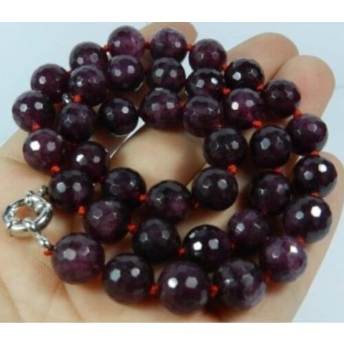 10mm Faceted RED Garnet Beads Necklace 18"