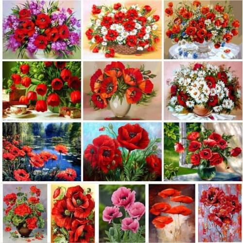 HUACAN 5D Diamond Painting Full Square Poppy Flower DIY Diamond Art Embroidery New Arrival Mosaic Handmade Home Decor Gift