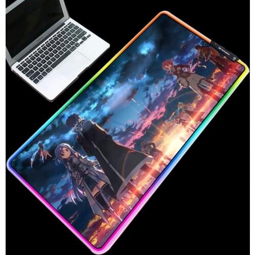 XGZ Sword Art Online Pads Glowing Colorful Table Mat Profeesional Mousepad RGB Anime 7 Colors Large Mouse Pad for Cartoon Fans