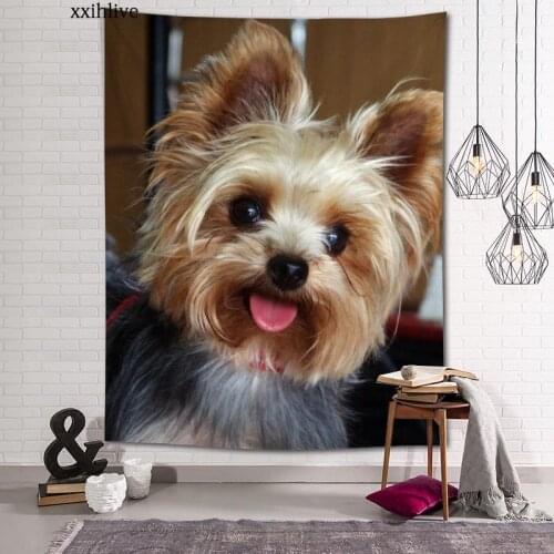 Lovely Yorkshire Terrier Tapestry Customizable Bohemian Wall Hanging Room Carpet HD Tapestries Art Home Decoration Accessories
